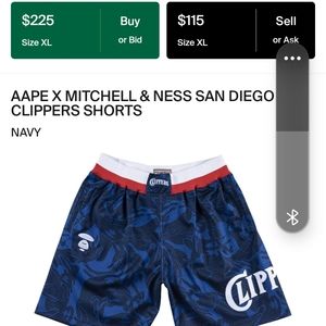 AAPE × Mitchell and Ness San Diego Clipper Basketball Shorts.